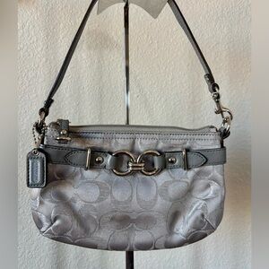Coach Signature Wristlet with Silver Hardware